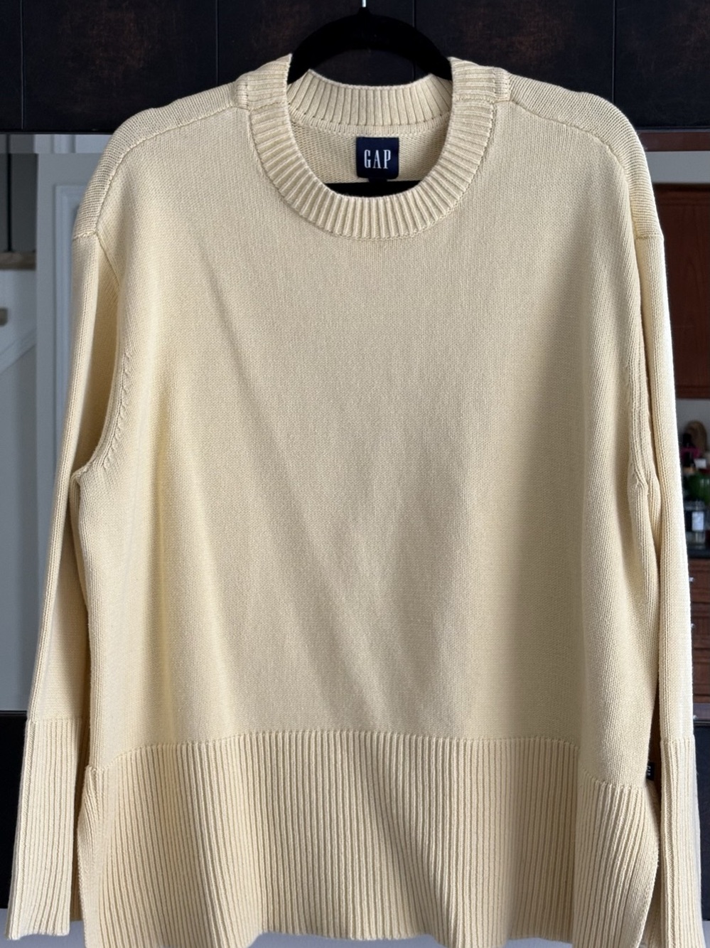 Gap 24/7 Split-Hem Crewneck Sweater yellow XL